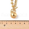 304 Stainless Steel Round Ball Pendant Ball Chain Figaro Chain Necklaces with OT Buckles NJEW-V010-02G-2