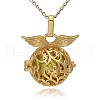 Golden Tone Brass Hollow Round Cage Pendants KK-J230-08G-1