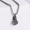 Cool Punk Stainless Steel American Hip-hop Street Style Skull Hand Pendant Necklaces YV0180-1-1