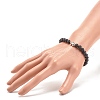 Natural Lava Rock & Alloy Beaded Stretch Bracelet BJEW-JB08309-3