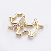 Brass Micro Pave Cubic Zirconia Puppy Links connectors ZIRC-G125-02A-2
