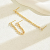 Brass Pave Clear Cubic Zirconia Tassel Stud Earrings LT4061-4