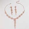 Ear of Wheat Alloy Crystal Rhinestone Pendant Necklaces & Stud Dangle Earrings Sets FS-WGD4E70-02-1