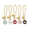 Flat Round with Butterfly Alloy Enamel Pendant Decorations HJEW-JM01519-S-1