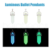 SUPERFINDINGS 12Pcs 3 Colors Bullet Glass Pointed Luminous Pendants FIND-FH0005-53-4