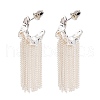 C-Shaped Brass Chain Tassel Stud Earrings EJEW-G391-21S-2