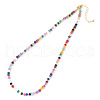 Faceted Round Dyed Mixed Stone & Brass Beaded Necklaces TY8520-2