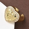 Heart Brass Micro Pave Cubic Zirconia Cuff Rings for Women RJEW-A069-08G-3