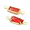 Brass Pave K9 Glass Connector Charms KK-Q059-02E-G-2