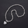 Stainless Steel Cable Chain Heart Pendant Necklaces with OT Clasps IT6269-4