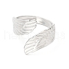 Non-Tarnish 304 Stainless Steel Double Wings Open Cuff Ring for Women RJEW-K245-41P-1
