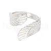 304 Stainless Steel Double Wings Open Cuff Ring for Women RJEW-K245-41P-1