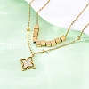 304 Stainless Steel Crystal Rhinestone Flower Pendant Double Layer Necklaces NJEW-R026-07G-3