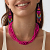 Bohemian Style Glass Seed Beaded Multilayer Necklaces & Triangle Tassel Dangle Earrings Sets FS-WG1D6AA-01-2