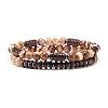 Natural Zebra Jasper & Synthetic Non-magnetic Hematite Beads Energy Stretch Bracelets Set BJEW-JB07142-02-1