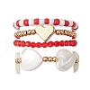 Transparent Glass Beads with Brass Beads and Natural Trochid Shell/Trochus Shell Beads and Glass Seed Beads Rings RJEW-TA00188-2
