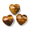 Natural Tiger Eye Faceted Heart Charms G-G123-01E-1