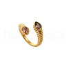 Stainless Steel Pave Cubic Zirconia Adjustable Cuff Open Rings for Women CZ9102-4