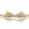 Brass Braided Bead Bracelets ZIRC-T006-22G-01-2