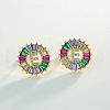 Brass Colorful Cubic Zirconia Stud Earrings WG39B88-05-1