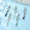 5Pcs Bullet Natural Lapis Lazuli & Green Aventurine & Amethyst & Quartz Crystal & Rose Quartz & Yellow Jade Pendant Decoration HJEW-JM03057-2