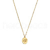 304 Stainless Steel Oval with Paw Print Pendant Necklaces for Women FS-WG54FDA-01-5