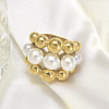 316L Surgical Stainless Steel with Shell Pearl Round Beaded Finger Rings for Women FS-WG2730F-01-3