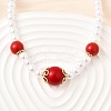 Brass & ABS Imitation Pearl Round Graduated Beaded Necklaces NJEW-D314-03G-1