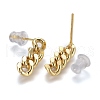 Brass Curb Chain Dangle Stud Earrings EJEW-F260-07A-G-2