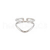 Non-Tarnish 304 Stainless Steel Double Line Open Cuff Ring for Women RJEW-S405-211P-1