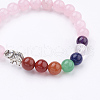 Natural Rose Quartz Stretch Bracelets BJEW-P180-B06-2