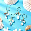 Synthetic Turquoise with Natural Mixed Cowrie Shell Keychain KEYC-JKC01266-1