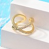 Adjustable Brass Micro Pave Clear Cubic Zirconia Cuff Rings X-RJEW-F101-17G-4