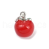 Teachers' Day Fine Silver Red Enamel Fruit Charms STER-F060-01S-03-1