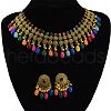 Oval Bohemian Style Alloy with Resin Tassel Pendant Necklace & Stud Earring Sets FS-WGB129C-05-1