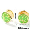 Vintage Brass Enamel Mountain Camellia Hoop Earrings AP2045-2-1
