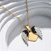 304 Stainless Steel Polymer Clay Rhinestones Wing Openable Pendant Necklaces for Women NJEW-Z065-14G-02-2