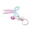 Opaque Acrylic Beads with Brass Crimp Beads and Iron Split Key Rings Keychains KEYC-JKC01188-5