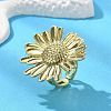 Sunflower Brass Cuff Rings for Women RJEW-C123-03G-2