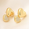 Rack Plating Heart Brass Micro Pave Clear Cubic Zirconia Stud Earrings EJEW-H143-26G-2