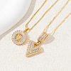 2Pcs 2 Styles Brass Pave Clear Cubic Zirconia Initial Pendant Necklace Sets FS-WGBC393-22-1