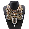 Alloy Crystal Rhinestone Trible Floral Chunky Bib Necklaces for Women FS-WG76656-07-1