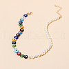 Evil Eye Resin and Plastic Imitation Pearl Round Beaded Necklaces for Women FS-WG93D78-01-3