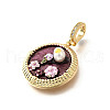 Brass Micro Pave Cubic Zirconia & Enamel Pendants KK-R222-14G-03-2