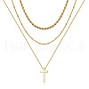 Fashionable Retro Alloy 3 Layered Cross Pendant Necklaces for Sweater Decoration FS-WG087D1-10-2