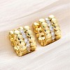 Brass Micro Pave Clear Cubic Zirconia Hoop Earrings EJEW-H158-14G-2
