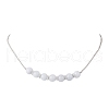 Round Natural Chalcedony Imitation Aquamarine Beaded Necklace & Bracelet & Dangle Earring Sets SJEW-JS01336-9
