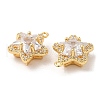 Brass and Clear Cubic Zirconia Pendants ZIRC-Q202-06G-2