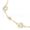 304 Stainless Steel & Brass Clear Cubic Zirconia Chain Anklets for Women AJEW-AN00688-3