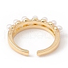 Clear Cubic Zirconia Open Cuff Ring with Acrylic Pearl KK-E005-05G-3